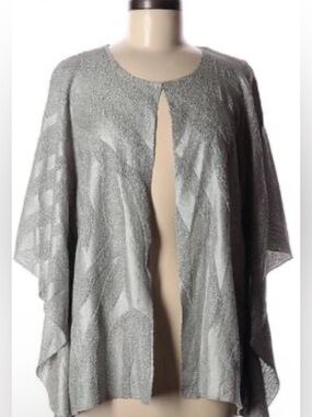 Chico's Silver Open-Front Poncho Sweater